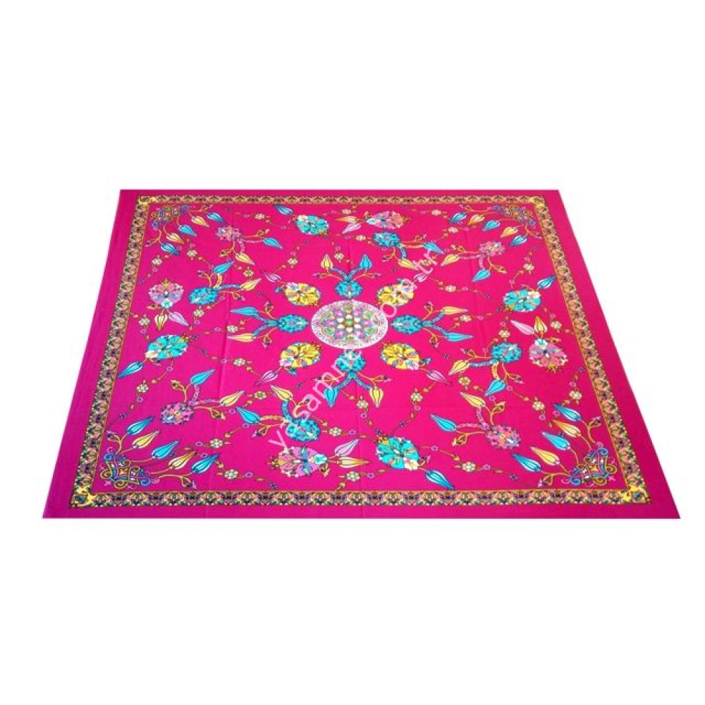 Osmanlı Lale Çini Desen Kare ve Dikdörtgen Masa Örtüsü