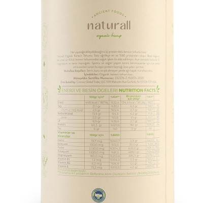 Naturall Organik Kabuksuz Kenevir Tohumu Tozu  200 gr